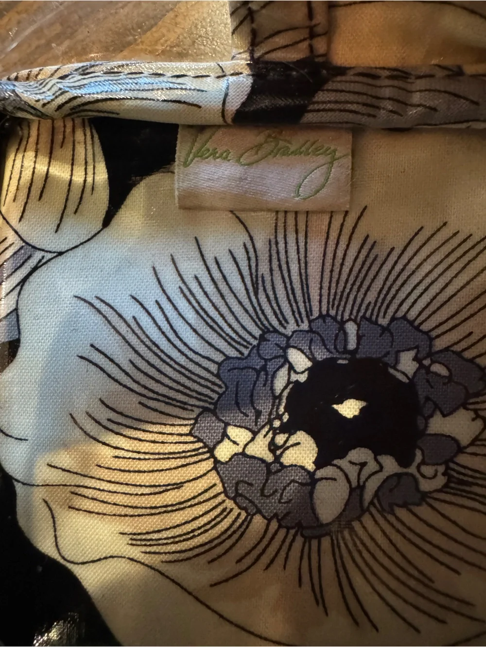 Black Floral Vinyl Cosmetic Bag